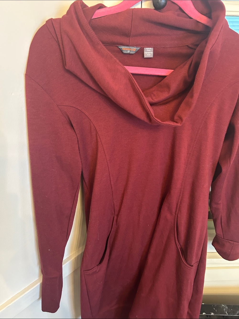 Merrell Maroon Hooded Sweater Dress